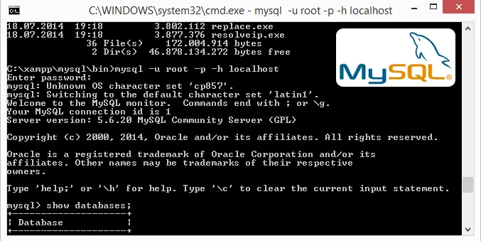 Komut istemci ile MySQL kullanımı